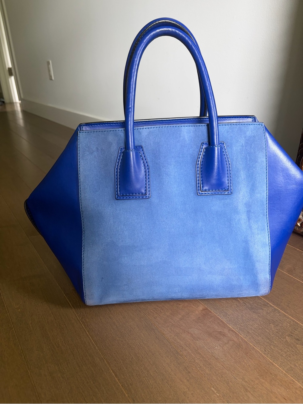 Stella McCartney Blue Faux Leather & Suede Cavendish Boston tote